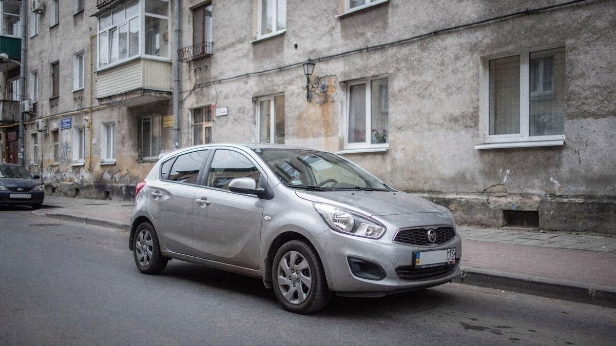 Economy-class hatchback parked on a Kyiv street